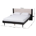 Baxton Studio Adriano Transitional Beige Fabric and Black Wood Queen Size Bed with Built-In Side Tables - BSOMG0222-2-Black/Beige-Queen