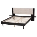 Baxton Studio Adriano Transitional Beige Fabric and Black Wood Queen Size Bed with Built-In Side Tables - BSOMG0222-2-Black/Beige-Queen