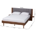 Baxton Studio Kalista Transitional Modern Grey Fabric and Walnut Brown Wood Queen Size Bed with Built-In Side Tables - BSOMG-0222-1-Walnut/Dark Grey-Queen