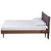 Baxton Studio Kalista Transitional Modern Grey Fabric and Walnut Brown Wood Queen Size Bed with Built-In Side Tables - BSOMG-0222-1-Walnut/Dark Grey-Queen