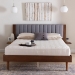 Baxton Studio Kalista Transitional Modern Grey Fabric and Walnut Brown Wood Queen Size Bed with Built-In Side Tables - BSOMG-0222-1-Walnut/Dark Grey-Queen