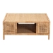 bali & pari Kalimantan Bohemian Light Honey Rattan and Mahogany Wood Square Coffee Table - BSOKALIMANTAN-Square-Rattan-Coffee Table