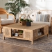 bali & pari Kalimantan Bohemian Light Honey Rattan and Mahogany Wood Square Coffee Table - BSOKALIMANTAN-Square-Rattan-Coffee Table