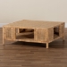 bali & pari Kalimantan Bohemian Light Honey Rattan and Mahogany Wood Square Coffee Table - BSOKALIMANTAN-Square-Rattan-Coffee Table