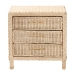 bali & pari Lanica Japandi Sun Bleached Rattan 3-Drawer Nightstand - BSOBraided Sun Bleached Ivory-Wood/Rattan-3DW-NS