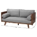 Baxton Studio Uriel Mid-Century Modern Grey Boucle Fabric Sofa - BSOUriel-3S-Grey/Walnut-SF