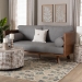 Baxton Studio Uriel Mid-Century Modern Grey Boucle Fabric Sofa - BSOUriel-3S-Grey/Walnut-SF