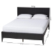 Baxton Studio Primrose Mid-Century Black Fluted Wood Queen Size Platform Bed - BSOSW8596-Black-Queen