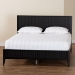 Baxton Studio Primrose Mid-Century Black Fluted Wood Queen Size Platform Bed - BSOSW8596-Black-Queen