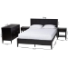 Baxton Studio Primrose Mid-Century Black Fluted Wood Queen Size 4-Piece Bedroom Set - BSOSW8596-Black-4PC Queen Bedroom Set