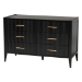 Baxton Studio Primrose Mid-Century Black Fluted Wood Queen Size 4-Piece Bedroom Set - BSOSW8596-Black-4PC Queen Bedroom Set