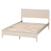 Baxton Studio Primrose Mid-Century Ivory Fluted Wood Queen Size Platform Bed - BSOSW8596-Ivory-Queen