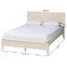 Baxton Studio Primrose Mid-Century Ivory Fluted Wood Queen Size Platform Bed - BSOSW8596-Ivory-Queen