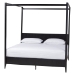 Baxton Studio Primrose Mid-Century Black Fluted Wood King Size Canopy Bed