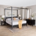 Baxton Studio Primrose Mid-Century Black Fluted Wood King Size 4-Piece Canopy Bedroom Set - BSOSW8609-Black-4PC Canopy King Bedroom Set