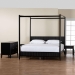 Baxton Studio Primrose Mid-Century Black Fluted Wood King Size 4-Piece Canopy Bedroom Set - BSOSW8609-Black-4PC Canopy King Bedroom Set