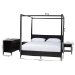 Baxton Studio Primrose Mid-Century Black Fluted Wood King Size 4-Piece Canopy Bedroom Set - BSOSW8609-Black-4PC Canopy King Bedroom Set