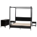 Baxton Studio Primrose Mid-Century Black Fluted Wood King Size 4-Piece Canopy Bedroom Set - BSOSW8609-Black-4PC Canopy King Bedroom Set