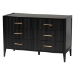 Baxton Studio Primrose Mid-Century Black Fluted Wood King Size 4-Piece Canopy Bedroom Set - BSOSW8609-Black-4PC Canopy King Bedroom Set