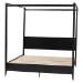 Baxton Studio Primrose Mid-Century Black Fluted Wood King Size Canopy Bed - BSOSW8609-Black-Canopy King