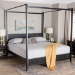 Baxton Studio Primrose Mid-Century Black Fluted Wood King Size Canopy Bed - BSOSW8609-Black-Canopy King