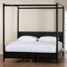 Baxton Studio Primrose Mid-Century Black Fluted Wood King Size Canopy Bed - BSOSW8609-Black-Canopy King