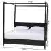 Baxton Studio Primrose Mid-Century Black Fluted Wood King Size Canopy Bed - BSOSW8609-Black-Canopy King