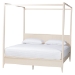 Baxton Studio Primrose Mid-Century Ivory Fluted Wood King Size Canopy Bed