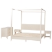 Baxton Studio Primrose Mid-Century Ivory Fluted Wood King Size 4-Piece Canopy Bedroom Set - BSOSW8609-Ivory-4PC Canopy King Bedroom Set