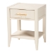 Baxton Studio Primrose Mid-Century Ivory Fluted Wood King Size 4-Piece Canopy Bedroom Set - BSOSW8609-Ivory-4PC Canopy King Bedroom Set