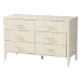Baxton Studio Primrose Mid-Century Ivory Fluted Wood King Size 4-Piece Canopy Bedroom Set - BSOSW8609-Ivory-4PC Canopy King Bedroom Set
