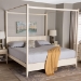 Baxton Studio Primrose Mid-Century Ivory Fluted Wood King Size Canopy Bed - BSOSW8609-Ivory-Canopy King