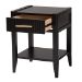 Baxton Studio Primrose Mid-Century Black Fluted Wood 1-Drawer Nightstand - BSOSW8000-66NS-Black-NS