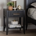 Baxton Studio Primrose Mid-Century Black Fluted Wood 1-Drawer Nightstand - BSOSW8000-66NS-Black-NS