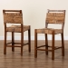 bali & pari Cordoba Bohemian Natural Seagrass and Mahogany Wood 2-Piece Counter Stool Set - BSOLuanda-Seagrass-CS