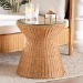 bali & pari Nina Bohemian Light Honey Braided Rattan End Table with Glass Tabletop - BSONina-Light Honey Rattan-ET