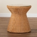 bali & pari Nina Bohemian Light Honey Braided Rattan End Table with Glass Tabletop - BSONina-Light Honey Rattan-ET