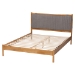 Baxton Studio Jaiana Mid-Century Grey Fabric and Oak Brown Wood Queen Size Bed - BSOBBT61187-Grey/Natural Oak-Queen