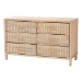 bali & pari Lanica Japandi Sun-Bleached Braided Rattan 6-Drawer Dresser