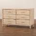 bali & pari Lanica Japandi Sun-Bleached Braided Rattan 6-Drawer Dresser - BSOBraided Sun Bleached Ivory-Wood/Rattan-6DW-Dresser
