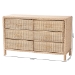 bali & pari Lanica Japandi Sun-Bleached Braided Rattan 6-Drawer Dresser - BSOBraided Sun Bleached Ivory-Wood/Rattan-6DW-Dresser