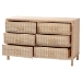 bali & pari Lanica Japandi Sun-Bleached Braided Rattan 6-Drawer Dresser - BSOBraided Sun Bleached Ivory-Wood/Rattan-6DW-Dresser