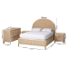 bali & pari Lanica Japandi Sun-Bleached Braided Rattan Queen Size 4-Piece Bedroom Set - BSOBraided Sun Bleached Ivory-Wood/Rattan-4PC Bedroom Set-New