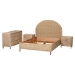 bali & pari Lanica Japandi Sun-Bleached Braided Rattan Queen Size 4-Piece Bedroom Set - BSOBraided Sun Bleached Ivory-Wood/Rattan-4PC Bedroom Set-New