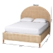 bali & pari Lanica Japandi Sun-Bleached Braided Rattan Queen Size Bed - BSOBraided Sun Bleached Ivory-Wood/Rattan-Queen-New
