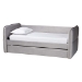 Baxton Studio Finch Modern Light Grey Velvet Fabric Full Size Daybed with Trundle