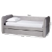 Baxton Studio Finch Modern Light Grey Velvet Fabric Full Size Daybed with Trundle - BSOCF9382-A-Light Grey-Daybed-F/T