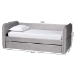 Baxton Studio Finch Modern Light Grey Velvet Fabric Full Size Daybed with Trundle - BSOCF9382-A-Light Grey-Daybed-F/T
