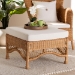 bali & pari Brooklyn Bohemian Light Honey Braided Rattan Ottoman Stool - BSOBroklyn-Light Honey Rattan-Stool