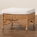bali & pari Brooklyn Bohemian Light Honey Braided Rattan Ottoman Stool - BSOBroklyn-Light Honey Rattan-Stool